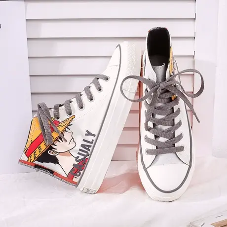 高帮帆布鞋女2020夏季新款韩版百搭透气内增高厚底板鞋复古港味潮图片