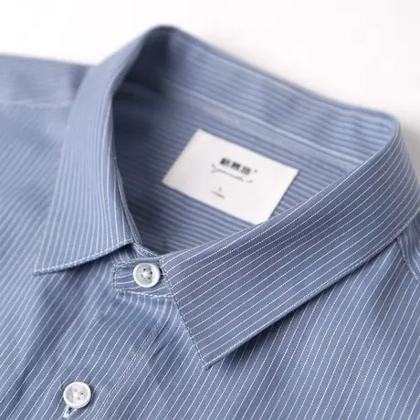 格慕施短袖衬衫男2023夏季纯棉商务休闲男装青年条纹大码宽松衬衣商品大图