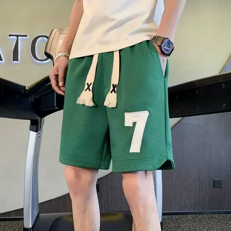 夏季数字短裤学生卫裤五分裤裤子沙滩裤中裤休闲潮流运动百搭修身商品大图