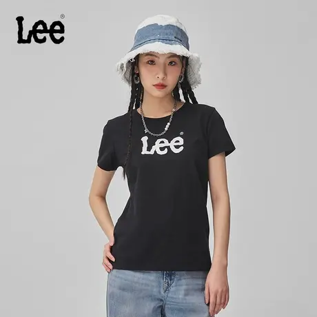 Lee商场同款24早春新品修身版型圆领Logo印花女短袖T恤休闲显瘦图片