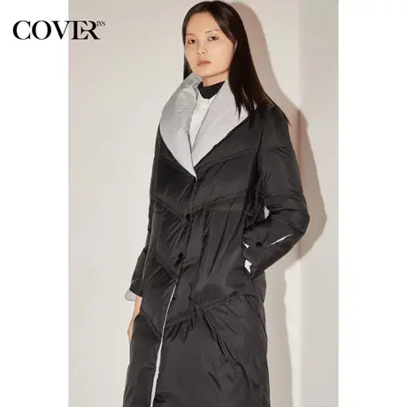 【昕怡粉丝专享】恩裳COVER冬季撞色青果领轻商务白鸭绒羽绒服图片