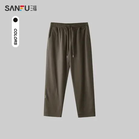 三福2024春季男士净色针织休闲裤 日系户外宽松锥形长裤482310商品大图
