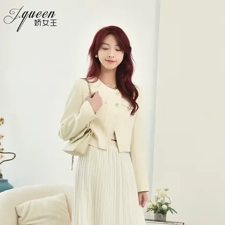 小香风短外套女士春季新款气质时尚百搭小个子短款圆领西装上衣图片