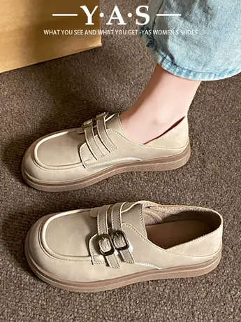 美拉德乐福鞋女软底复古舒适春秋单鞋2024新款爆款百搭平底豆豆鞋商品大图