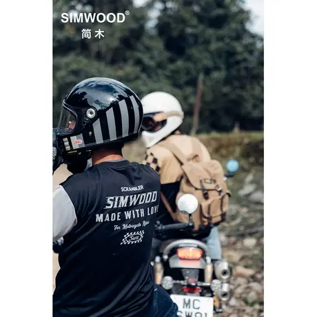Simwood简木男装【宽松版型】秋季新款180g户外骑行拼色长袖T恤商品大图