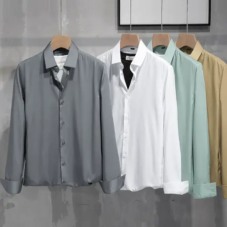 2023新款春秋衬衫男长袖商务正装免烫抗皱休闲衬衣高级感修身寸衫图片