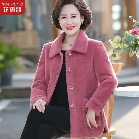 妈妈秋冬外套貂绒上衣2022新款中年妇女毛呢洋气中老年棉衣女冬款商品大图