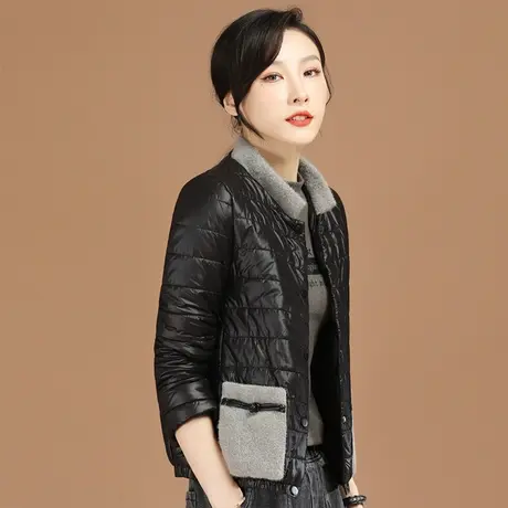 韩潮袭人立领夹棉加厚休闲棉衣棉服女2023冬季新款拼接棉袄短外套图片