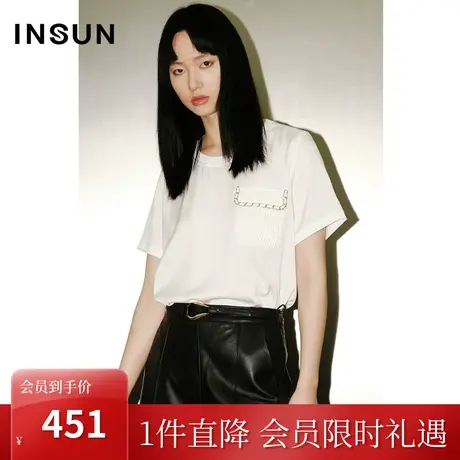 恩裳COVER2023夏装新款三醋酸小众设计感前短后长休闲上衣短袖T恤图片