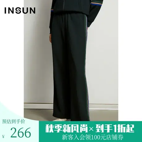 恩裳冬季中厚羊毛直筒裤宽松气质舒适优雅运动款休闲女裤商品大图