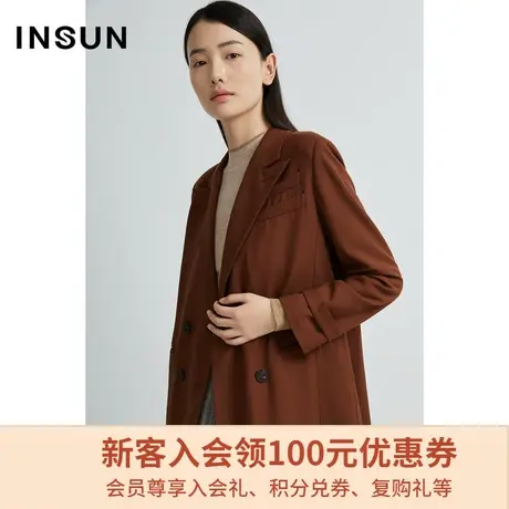 恩裳商场同款秋冬经典双排扣修身羊毛通勤职业西装外套女图片