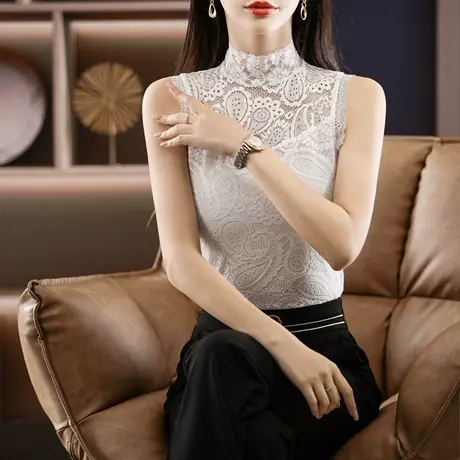 白色镂空蕾丝衫女秋装2022年新款时尚小衫蕾丝网纱打底衫女秋冬图片