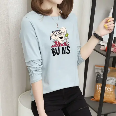 洋气内搭打底衫纯棉学生上衣潮2022年春秋装新款宽松长袖t恤女商品大图