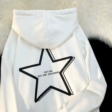 设计感连帽卫衣女秋冬季加绒加厚ins潮牌韩版宽松慵懒风大码外套商品大图