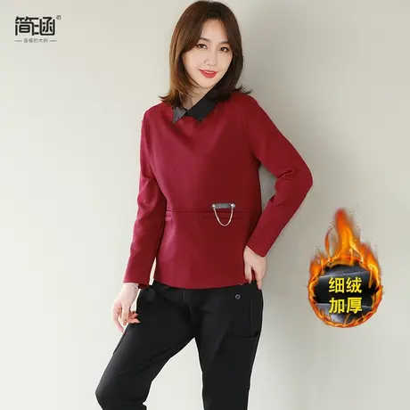 胖女人遮肚显瘦上衣简涵高端贵夫人秋装胖妹妹商品大图