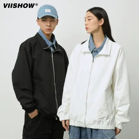 VIISHOW牛仔假两件外套男2023新款春秋季上衣翻领宽松休闲夹克潮商品大图