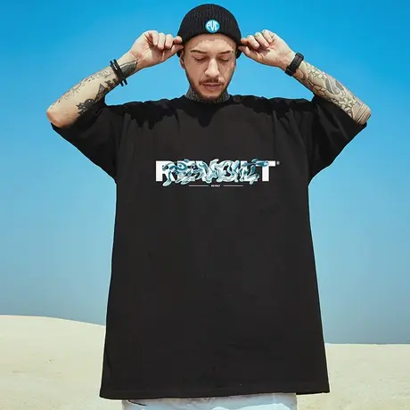 2023新款加肥加大码男oversize短袖中袖夏季宽松T恤国潮简约半袖商品大图