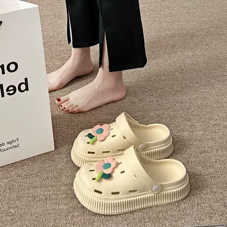 洞洞鞋女夏2023新款厚底踩屎感护士防滑包头拖外穿ins潮沙滩凉拖商品大图
