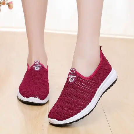 雅森夏季透气网鞋女鞋平跟软底运动休闲鞋懒人套孕妇鞋潮流跑步鞋商品大图