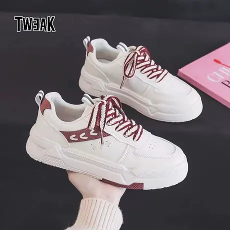 TWEAK春秋季新款小白鞋皮面防水透气鞋子女板鞋学生鞋时尚潮鞋图片