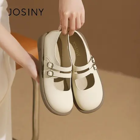 Josiny/卓诗尼英伦风双带小皮鞋女夏季2023年新款平底玛丽珍单鞋商品大图