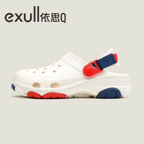 exull/依思Q小众洞洞鞋女夏季外穿厚底防滑包头凉鞋白色百搭拖鞋图片