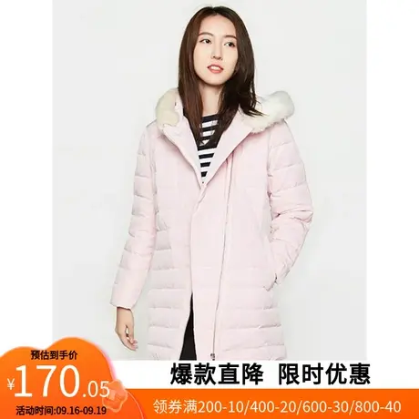 艾格新款冬装不过时百搭修身白鸭绒中长款连帽羽绒服女Y107商品大图