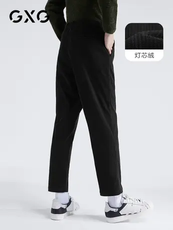 【特价】GXG男装 春季黑色灯芯绒休闲裤直筒裤长裤GB102073E商品大图