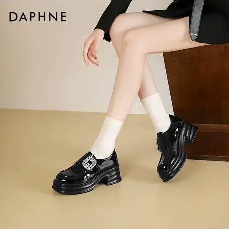 达芙妮厚底乐福鞋女2024新款秋女鞋软底法式单鞋百搭玛丽珍皮鞋图片