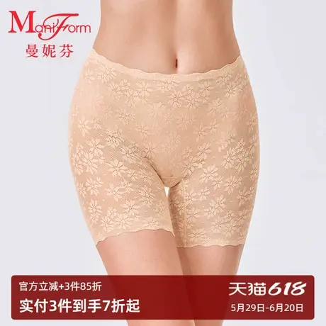 曼妮芬高腰女士轻收腹蕾丝安全裤内裤舒适纯棉底裆底裤20710499商品大图