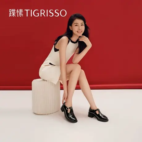【心尖】蹀愫T字带复古玛丽珍鞋小皮鞋单鞋TA54528-13商品大图