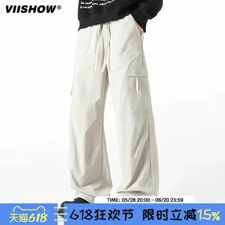VIISHOW水洗工装裤男款春潮牌痞帅休闲裤男生直筒宽松美式伞兵裤商品大图