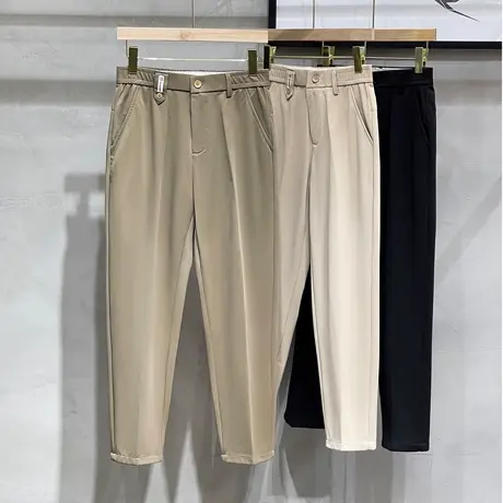 夏季冰爽垂感抗皱免烫西裤男九分裤直筒微宽松长裤男士商务休闲裤商品大图