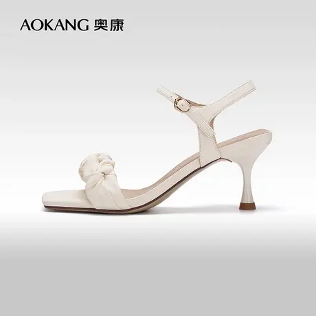 【门店发货】奥康女鞋 2023夏季新款细跟优雅女士凉鞋一字式扣带商品大图