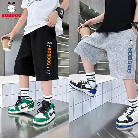 巴布豆儿童夏季男童纯棉短裤时尚百搭运动裤中大童潮牌五分裤外穿商品大图