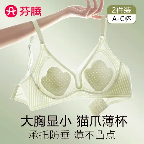 芬腾猫爪杯内衣女大胸显小聚拢收副乳防下垂薄款透气冰丝无痕文胸商品大图