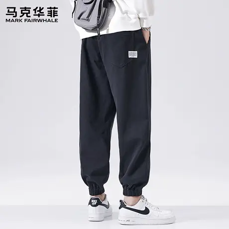马克华菲黑色纯棉束脚裤男款秋季205新款宽松休闲裤男士裤子春秋商品大图