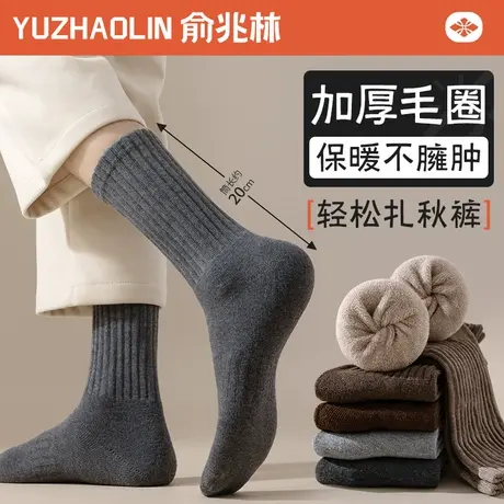 厚袜子男士冬季中筒袜加绒加厚2024秋冬款保暖毛圈男生冬天长筒袜商品大图