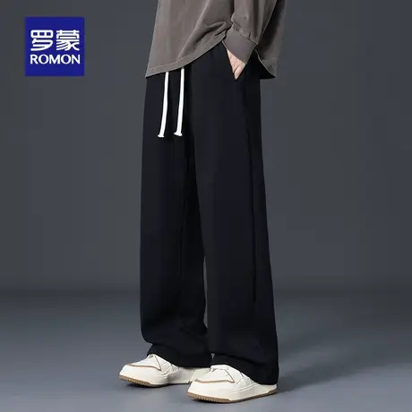 罗蒙男士户外运动休闲裤2025秋季新款抽绳时尚潮流百搭简约长裤男商品大图