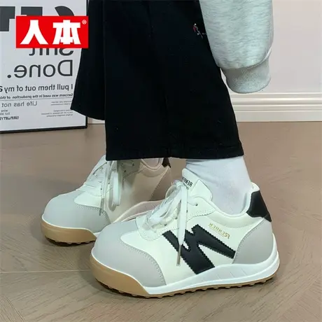 人本德训鞋女2025秋新款复古运动休闲鞋轻便小众百搭软底小白鞋女图片