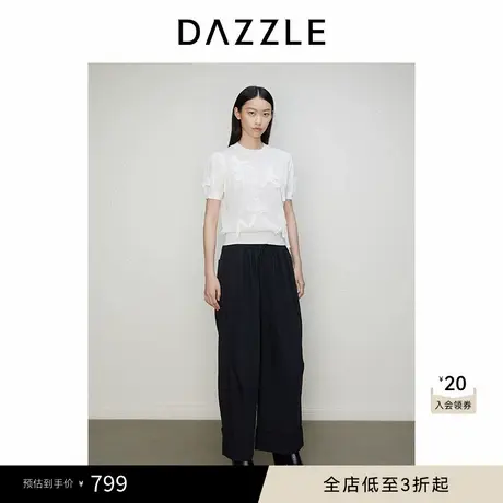 DAZZLE地素奥莱 毛针织衫秋女装法式四季针织立体蝴蝶结上图片