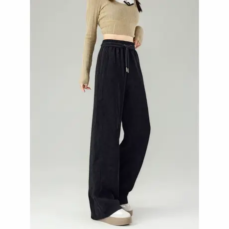 唐狮秋冬新款女休闲长裤松紧腰抽绳阔腿慵懒风显瘦休闲裤子女TUTA商品大图