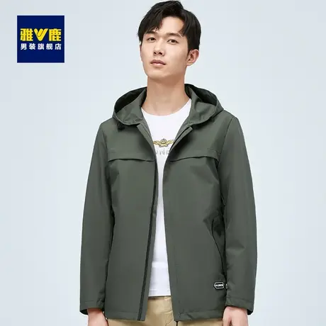 雅鹿夹克男装2023春秋季短款连帽休闲潮流帅气商务上衣中青年外套商品大图