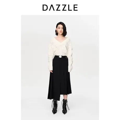 【七七酱专享】DAZZLE地素奥莱2023春季新款白色浮雕logo提花镂空图片