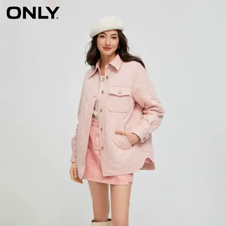 【买5免1】ONLY奥莱秋季新款简约休闲菱格纹宽松翻领牛仔外套女商品大图