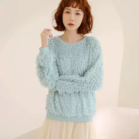 桔熊秋冬季复古温柔软糯保暖宽松设计感流苏毛衣女装大码AB18141商品大图