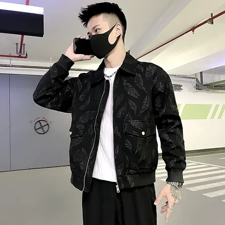潮牌男士夹克秋季2023新款个性高级感痞帅休闲发型师口袋外套上衣商品大图