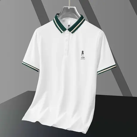 2024新款夏季刺绣polo衫男士短袖翻领t恤有领上衣服冰丝凉感半袖商品大图