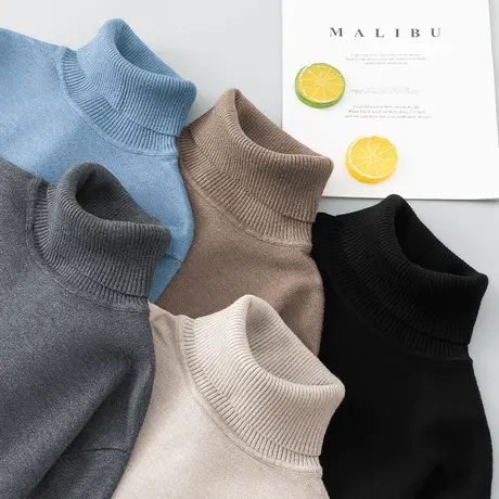 男士毛衣半高领打底衫秋冬季保暖针织毛线衣潮牌潮流修身纯色毛衫图片