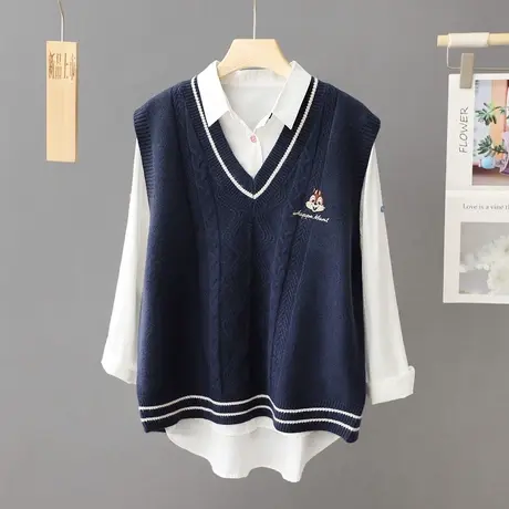 秋冬毛衣马甲女宽松短款小众设计感休闲针织马夹背心套头外搭上衣图片